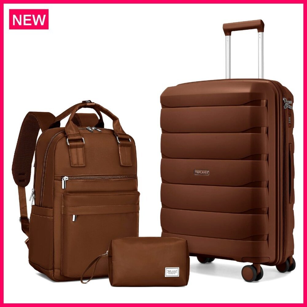 22 Inch Hardshell Carry-On Luggage with Spinner Wheels, Backpack, Toiletry Bag